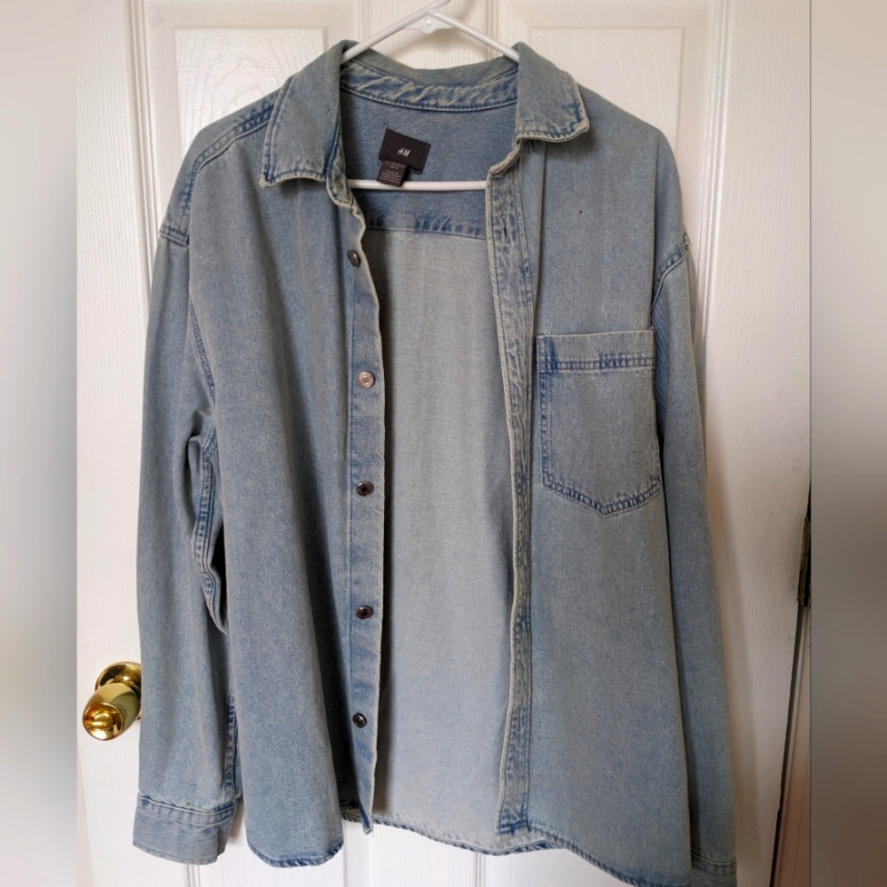 💥 Vintage Jean Long Sleeves Shirt Men Size US M Brand H&M